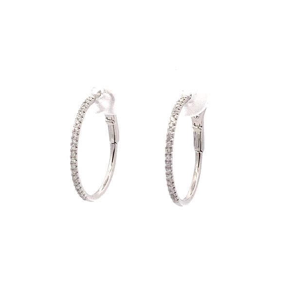 14K White Gold Diamond Hoop Earrings Gray's Jewelers Bespoke Saint James, NY