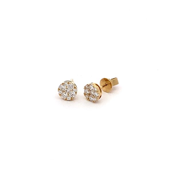 14K Yellow Gold Diamond Cluster Earrings Gray's Jewelers Bespoke Saint James, NY
