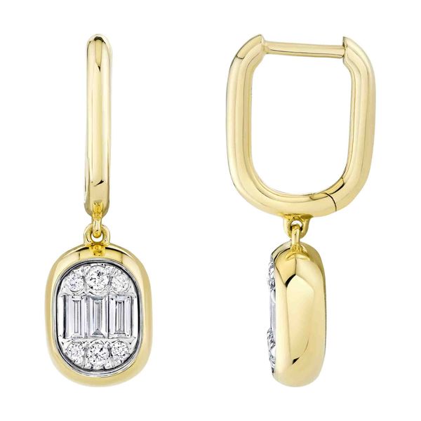 14K Yellow Gold Diamond Baguette Earrings Image 2 Gray's Jewelers Bespoke Saint James, NY