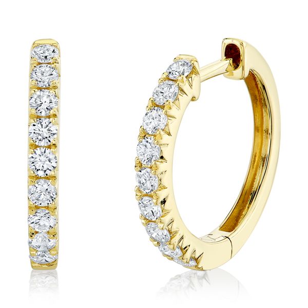 14K Yellow Gold Diamond Hoop Earrings Gray's Jewelers Bespoke Saint James, NY