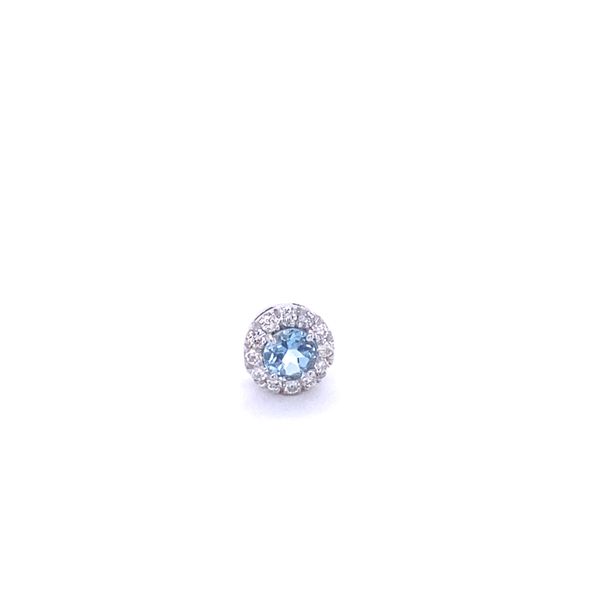 14k White Gold Blue Zircon Charm With Diamond Halo Gray's Jewelers Bespoke Saint James, NY