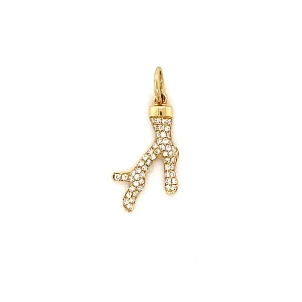 14K Yellow Gold Diamond Coral Charm Gray's Jewelers Bespoke Saint James, NY