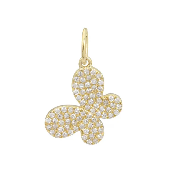 14k Yellow Gold Butterfly Diamond Necklace Charm Gray's Jewelers Bespoke Saint James, NY