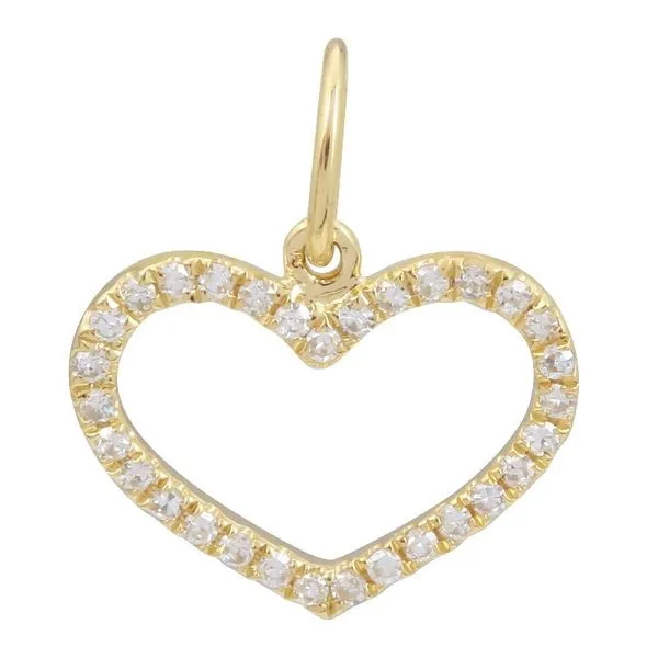 14k Yellow Gold Diamond Open Heart Charm 0.08 Total Diamond Carat Weight Gray's Jewelers Bespoke Saint James, NY