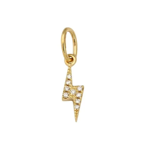 14k Yellow Gold Lightning Bolt Charm With 0.02 Total Diamond Carat Weight Gray's Jewelers Bespoke Saint James, NY