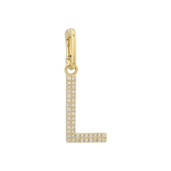 14k Yellow Gold Diamond Initial L Charm / Enhancer Clasp Gray's Jewelers Bespoke Saint James, NY