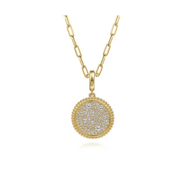 14K Yellow Gold Diamond Pave Bujukan Medallion Pendant Charm With Detachable Bail Image 2 Gray's Jewelers Bespoke Saint James, NY