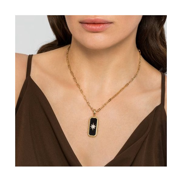 14K Yellow Gold Diamond and Onyx Bujukan Medallion Pendant Charm With Detachable Bail Image 3 Gray's Jewelers Bespoke Saint James, NY
