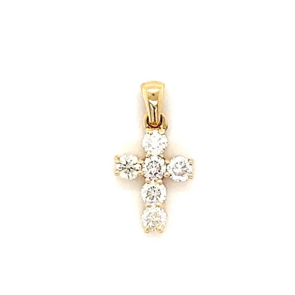 14K Yellow Gold Diamond Cross Charm Gray's Jewelers Bespoke Saint James, NY