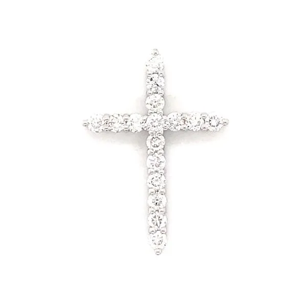 14K White Gold Diamond Cross Gray's Jewelers Bespoke Saint James, NY