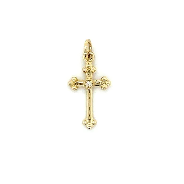 14K Yellow Gold Cross Charm with Diamond Gray's Jewelers Bespoke Saint James, NY