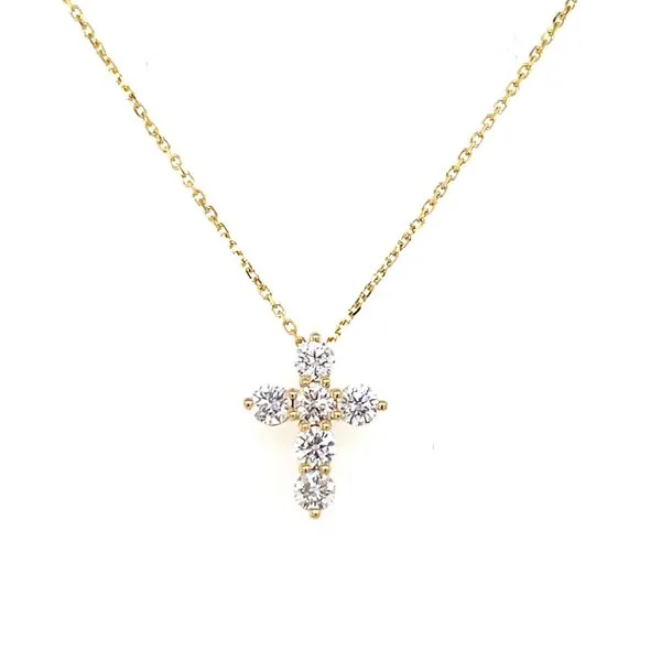 18K Yellow Gold Diamond Cross Charm Gray's Jewelers Bespoke Saint James, NY