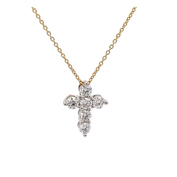 14K White Gold Diamond Cross Pendant Gray's Jewelers Bespoke Saint James, NY