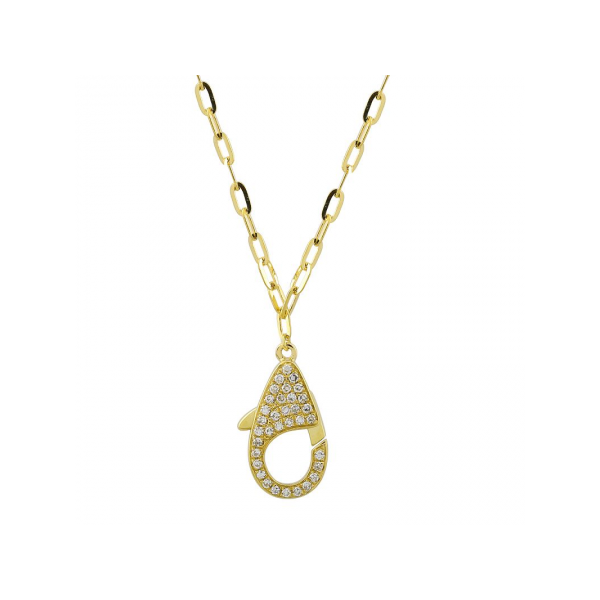 14K Yellow  Gold Diamond Lobster Necklace Pendant Image 2 Gray's Jewelers Bespoke Saint James, NY