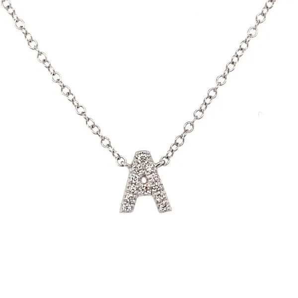 14K White Gold Diamond Initial A Necklace Gray's Jewelers Bespoke Saint James, NY