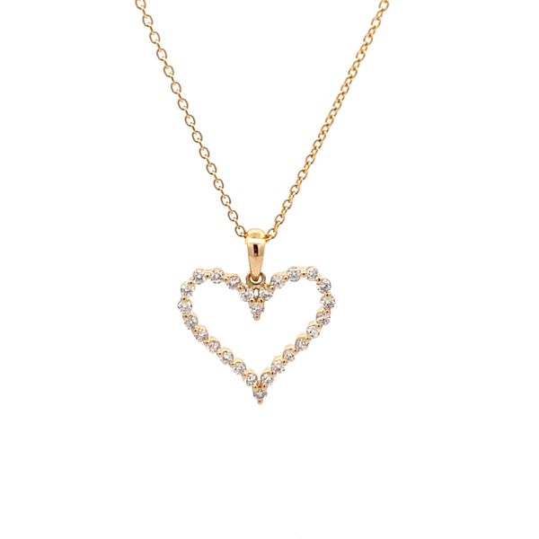 14K Yellow Gold Diamond Heart Pendant Gray's Jewelers Bespoke Saint James, NY