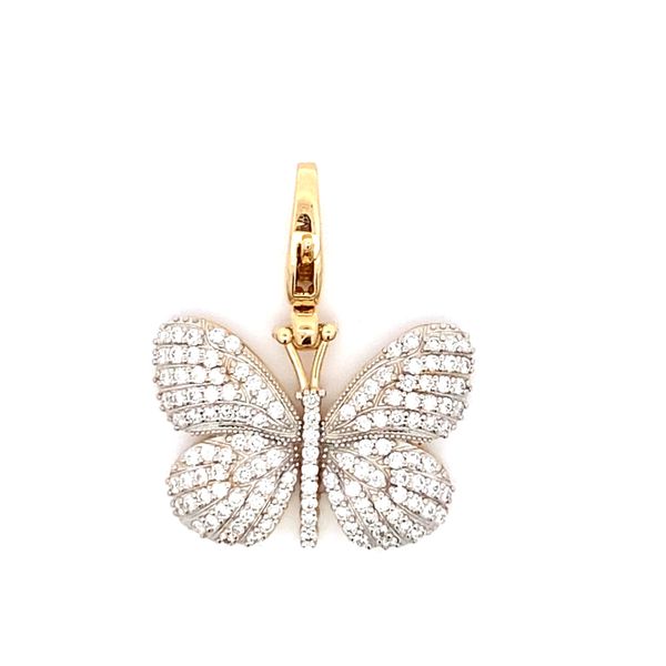 14K Yellow Gold Diamond Butterfly Pendant Gray's Jewelers Bespoke Saint James, NY