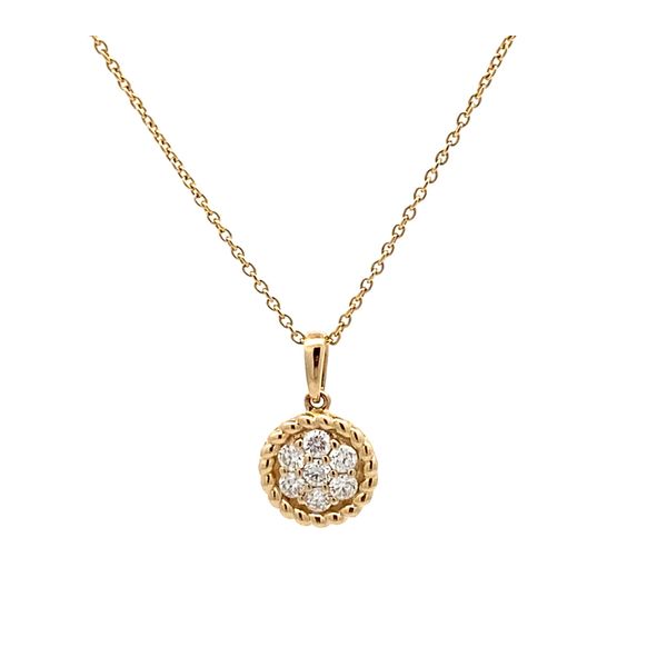 14K Yellow Gold Diamond Cluster Pendant Gray's Jewelers Bespoke Saint James, NY