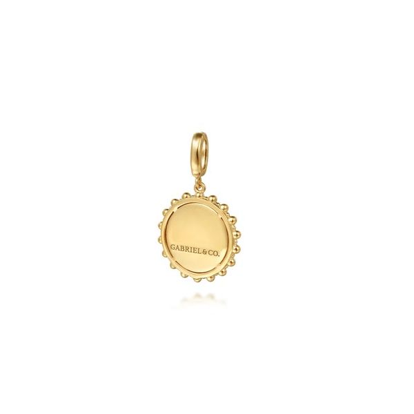 14K Yellow Gold Bujukan Diamond  Round Shape Personalize Medallion Pendant with Detachable Bail Image 2 Gray's Jewelers Bespoke Saint James, NY