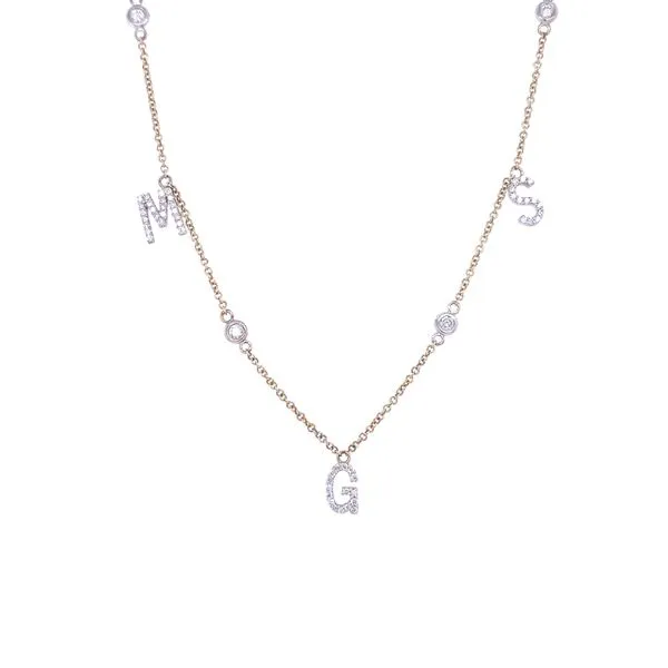 14k Two Tone Diamond Initial Necklace Gray's Jewelers Bespoke Saint James, NY