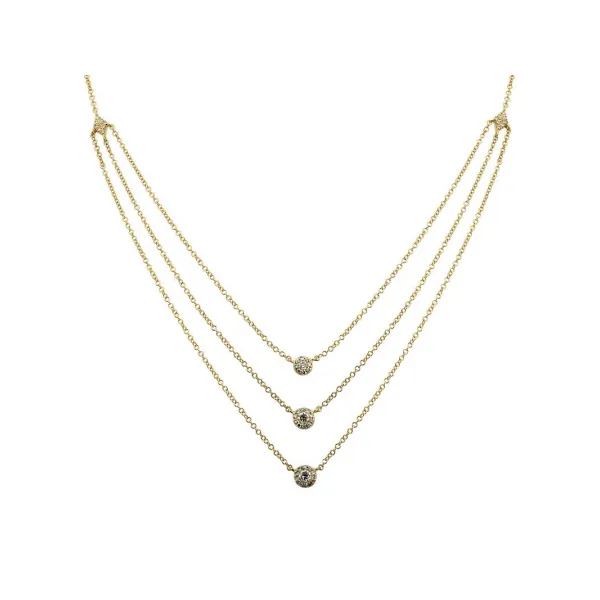 14k Yellow Gold Triple Strand Diamond Necklace Gray's Jewelers Bespoke Saint James, NY