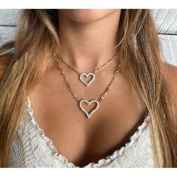 14k Diamond Heart with Paperclip chain. Gray's Jewelers Bespoke Saint James, NY
