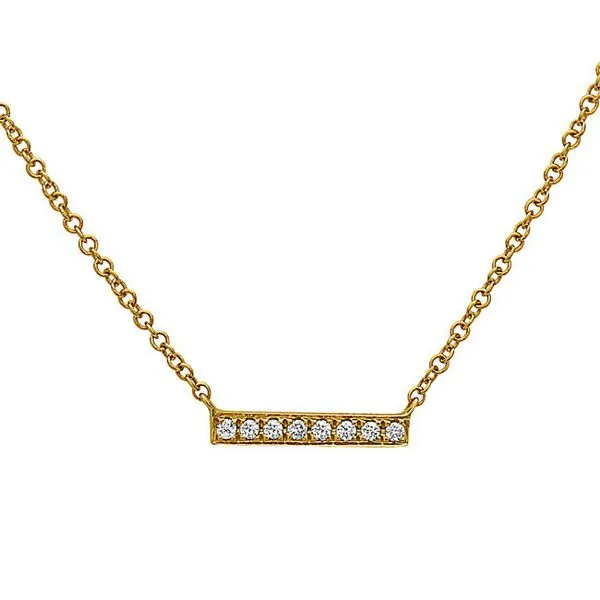 14k Yellow Gold Diamond Bar Necklace 16-18