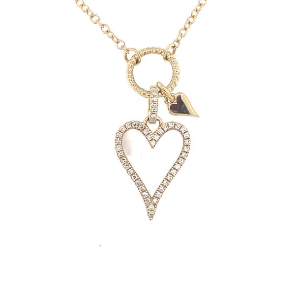 14K YELLOW GOLD DIAMOND & MOTHER OF PEARL HEART NECKLACE Gray's Jewelers Bespoke Saint James, NY