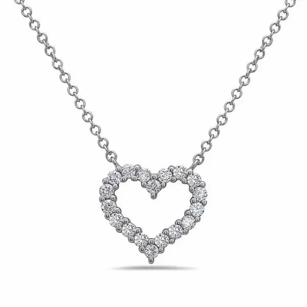 14K White Gold Diamond Mini Heart Necklace Gray's Jewelers Bespoke Saint James, NY