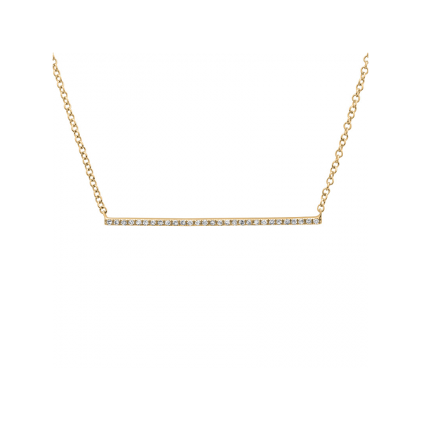 14k Yellow Gold Diamond Bar Necklace Gray's Jewelers Bespoke Saint James, NY