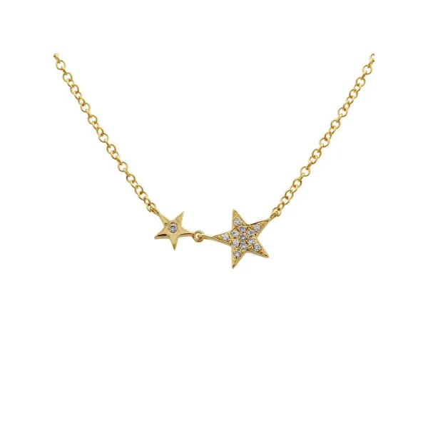 14k Yellow Gold Diamond Star Necklace Gray's Jewelers Bespoke Saint James, NY