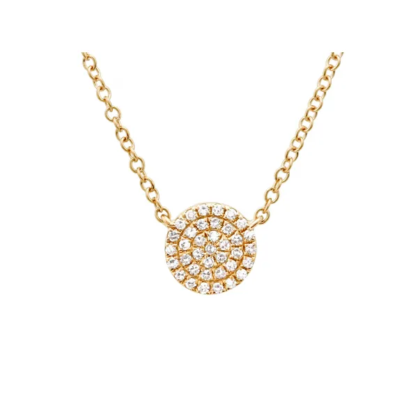 14k Yellow Gold Diamond Circle Necklace Gray's Jewelers Bespoke Saint James, NY