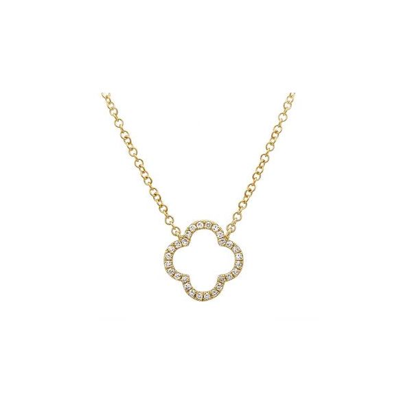 14k Yellow Gold Diamond Open Clover Necklace Gray's Jewelers Bespoke Saint James, NY