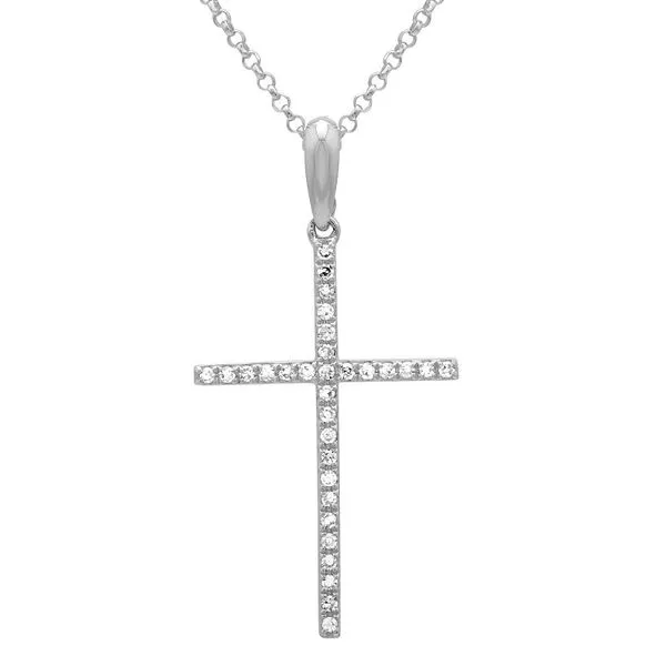 14K White Gold Diamond Cross Gray's Jewelers Bespoke Saint James, NY