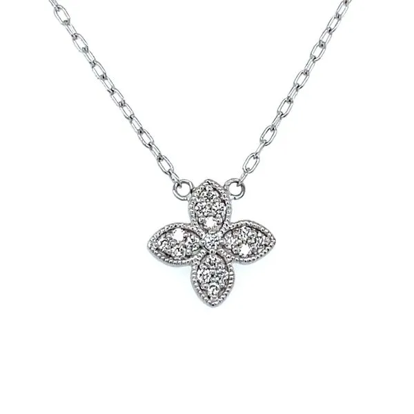 18K WHITE GOLD DIAMOND CLOVER NECKLACE Gray's Jewelers Bespoke Saint James, NY