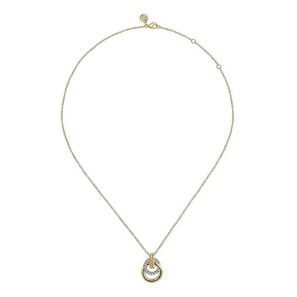 14K White & Yellow Gold Bujukan Diamond Pendant Necklace Image 2 Gray's Jewelers Bespoke Saint James, NY