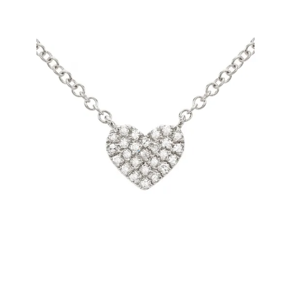 14k White Gold Diamond Heart Necklace Gray's Jewelers Bespoke Saint James, NY
