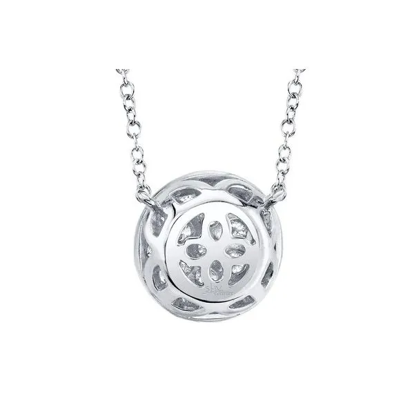 14K White Gold Diamond Pave Circle Necklace Image 2 Gray's Jewelers Bespoke Saint James, NY