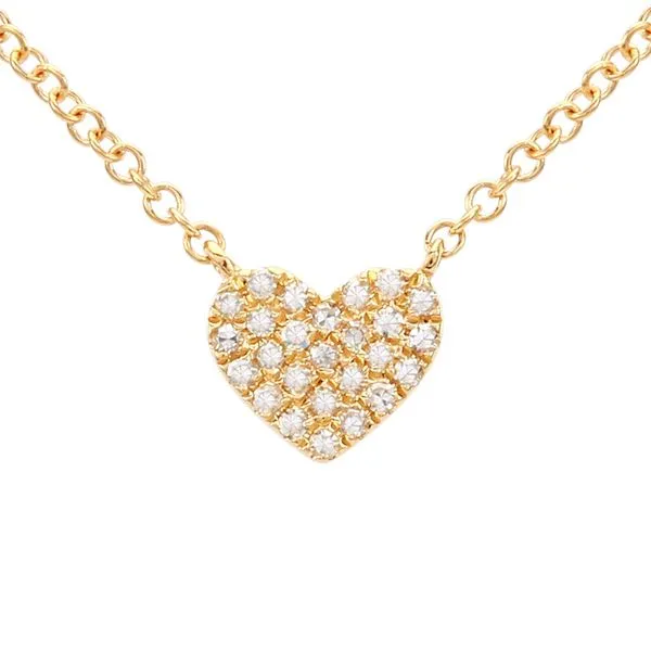 14k Yellow Gold Diamond Heart Necklace Gray's Jewelers Bespoke Saint James, NY