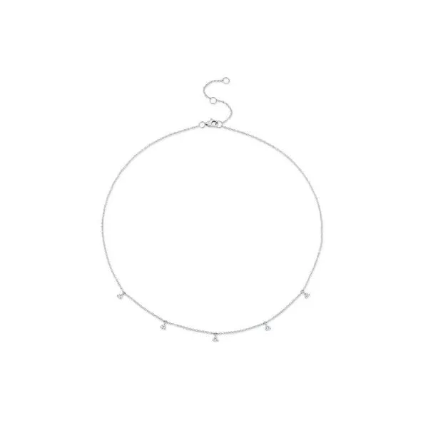 14K White Gold Diamond Dangle Necklace Gray's Jewelers Bespoke Saint James, NY