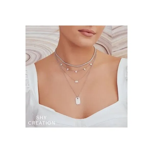 14K White Gold Diamond Tennis Necklace Image 4 Gray's Jewelers Bespoke Saint James, NY