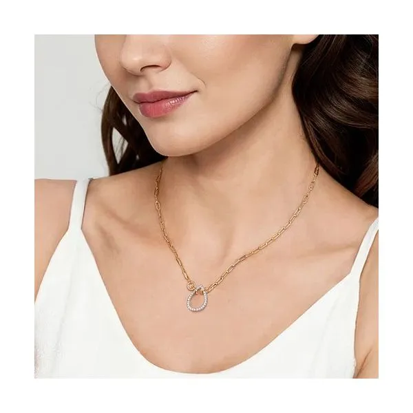 14K White & Yellow Gold Open Teardrop Diamond Hollow Paperclip Chain Necklace Image 2 Gray's Jewelers Bespoke Saint James, NY