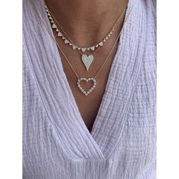 14K YELLOW GOLD DIAMOND PAVE HEART PENDANT NECKLACE - LARGE Image 2 Gray's Jewelers Bespoke Saint James, NY