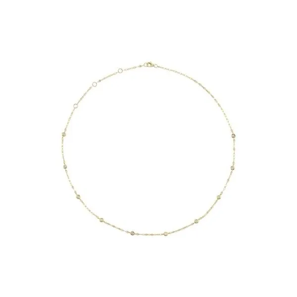 14K Yellow Gold Diamond by the Yard Necklace on Oval Mirror Chain Gray's Jewelers Bespoke Saint James, NY