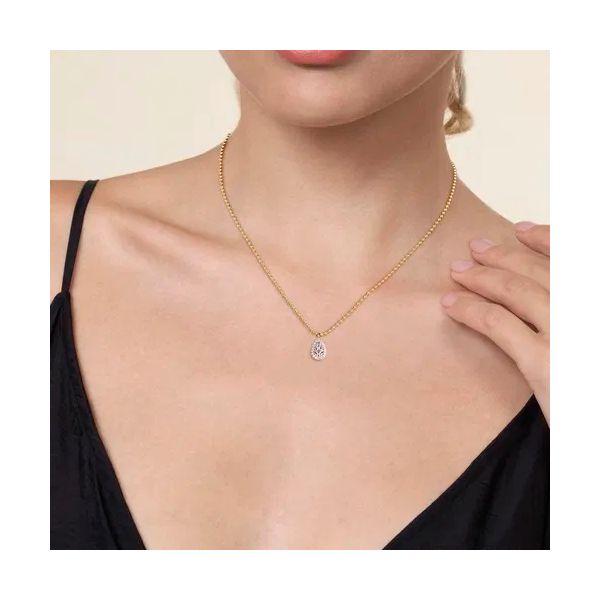 14K White and Yellow Gold Teardrop Diamond Bujukan Pendant Necklace Image 2 Gray's Jewelers Bespoke Saint James, NY