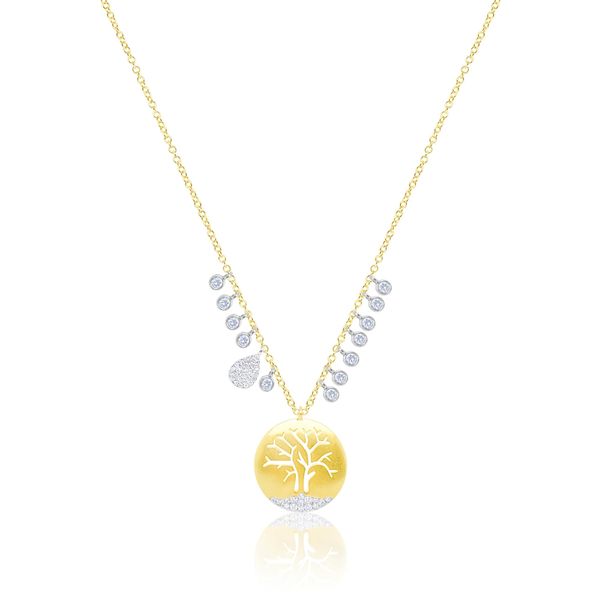 14K Yellow and White Gold Diamond Tree of Life Necklace Gray's Jewelers Bespoke Saint James, NY