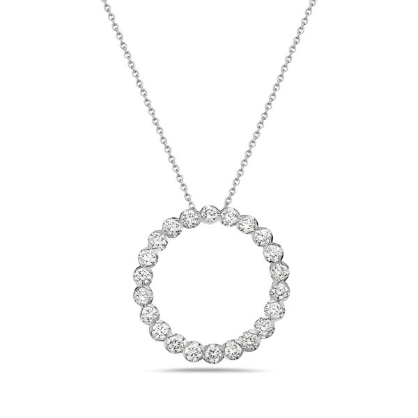 14K White Gold Diamond Circle Necklace Gray's Jewelers Bespoke Saint James, NY