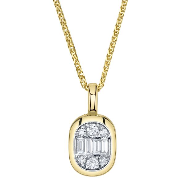 14K Yellow Gold Diamond Baguette Chopin Chain Necklace Gray's Jewelers Bespoke Saint James, NY