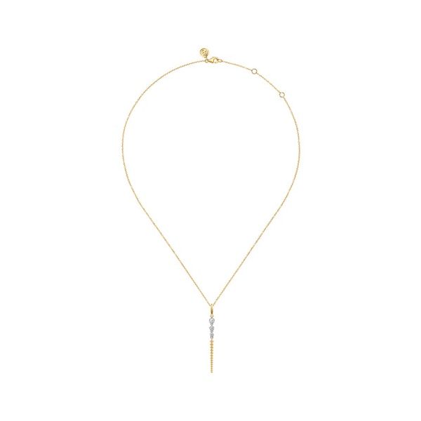 14K White & Yellow Gold Bujukan and Diamond Drop Necklace Image 2 Gray's Jewelers Bespoke Saint James, NY