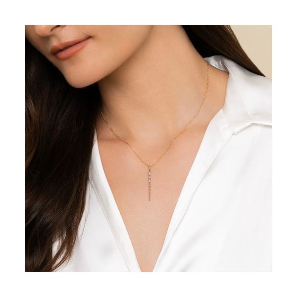 14K White & Yellow Gold Bujukan and Diamond Drop Necklace Image 3 Gray's Jewelers Bespoke Saint James, NY